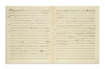 DELIBES, LÉO. Autograph Musical Manuscript dated and Signed, working draft of a work for bassoon and cello (Morceau à déchiffrer pour